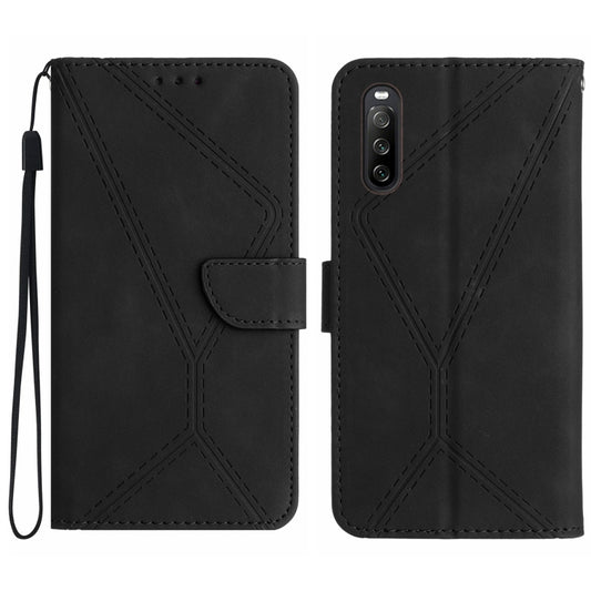 For Sony Xperia 10 IV Stitching Embossed Leather Phone Case(Black) by buy2fix