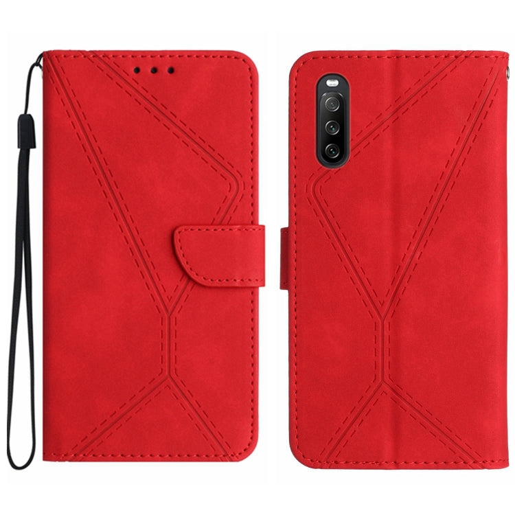 For Sony Xperia 10 V Stitching Embossed Leather Phone Case(Red) by buy2fix