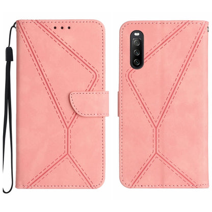 For Sony Xperia 10 V Stitching Embossed Leather Phone Case(Pink) by buy2fix