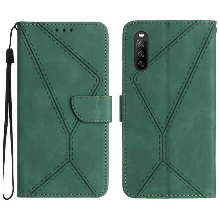 For Sony Xperia 10 V Stitching Embossed Leather Phone Case(Green) by buy2fix