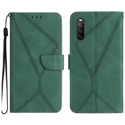 For Sony Xperia 10 V Stitching Embossed Leather Phone Case(Green) by buy2fix