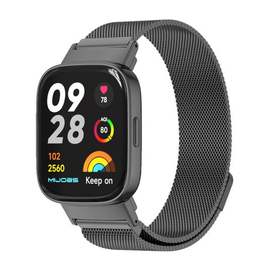 For Redmi Watch 3 Mijobs Milan Magnetic Metal Watch Band(Black) - Watch Bands by MIJOBS | Online Shopping UK | buy2fix