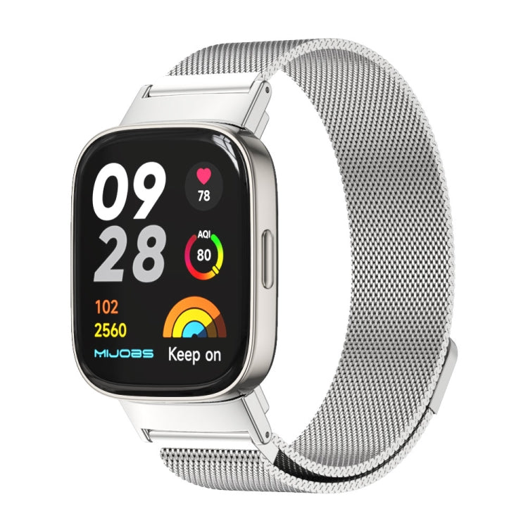 For Redmi Watch 3 Mijobs Milan Magnetic Metal Watch Band(Silver) - Watch Bands by MIJOBS | Online Shopping UK | buy2fix
