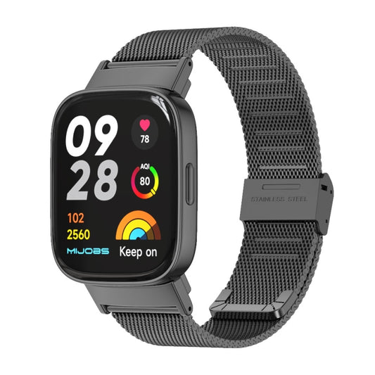 For Redmi Watch 3 Mijobs Milan Buckle Metal Watch Band(Black) - Watch Bands by MIJOBS | Online Shopping UK | buy2fix