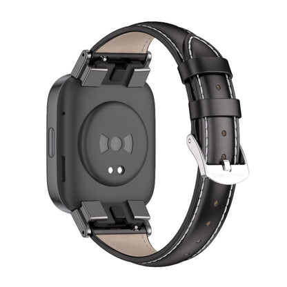 For Redmi Watch 3 Mijobs Genuine Leather Slim Watch Band(Black) - Watch Bands by MIJOBS | Online Shopping UK | buy2fix