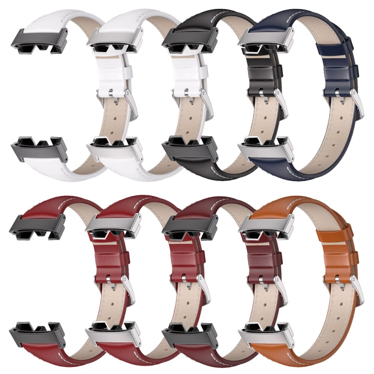 For Redmi Watch 3 Mijobs Genuine Leather Slim Watch Band(White Silver) - Watch Bands by MIJOBS | Online Shopping UK | buy2fix