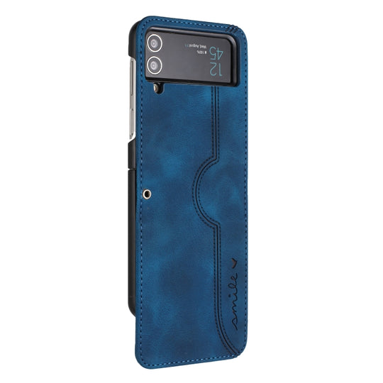 Pour Samsung Galaxy Z Flip4 5G Étui de téléphone en cuir à motif de cœur (bleu royal)