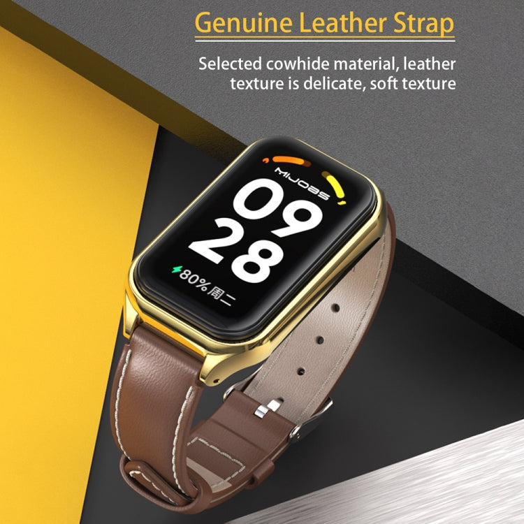 For Xiaomi Smart Band 8 Active / Redmi Band 2 Mijobs Metal Shell Microfiber PU Leather Watch Band(Black Silver) - Watch Bands by MIJOBS | Online Shopping UK | buy2fix