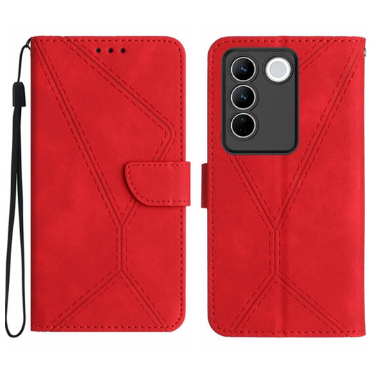 For vivo V27 5G / V27 Pro 5G Stitching Embossed Leather Phone Case(Red) - vivo Cases by buy2fix | Online Shopping UK | buy2fix