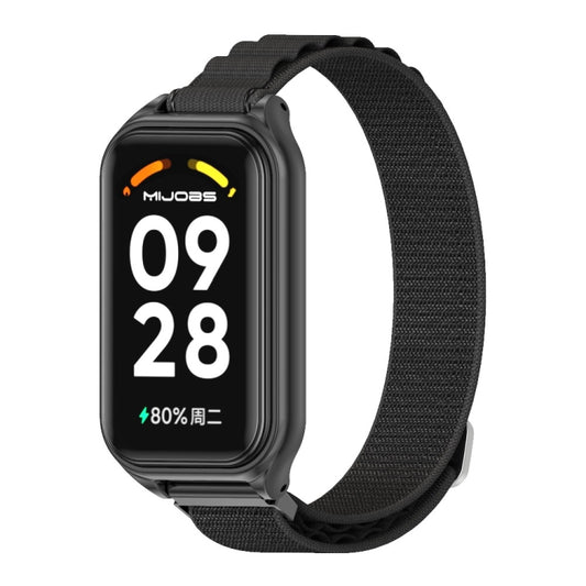 For Xiaomi Smart Band 8 Active / Redmi Band 2 Mijobs Metal Shell Nylon Breathable Watch Band(Black) - Watch Bands by MIJOBS | Online Shopping UK | buy2fix