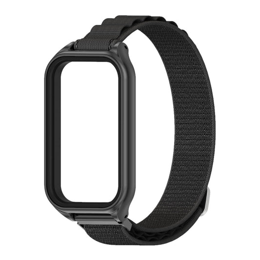 For Xiaomi Smart Band 8 Active / Redmi Band 2 Mijobs Metal Shell Nylon Breathable Watch Band(Black) - Watch Bands by MIJOBS | Online Shopping UK | buy2fix