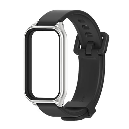 For Xiaomi Smart Band 8 Active / Redmi Band 2 Mijobs Metal Shell Silicone Watch Band(Black Silver) - Watch Bands by MIJOBS | Online Shopping UK | buy2fix