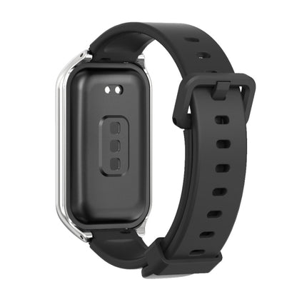 For Xiaomi Smart Band 8 Active / Redmi Band 2 Mijobs Metal Shell Silicone Watch Band(Black Silver) - Watch Bands by MIJOBS | Online Shopping UK | buy2fix