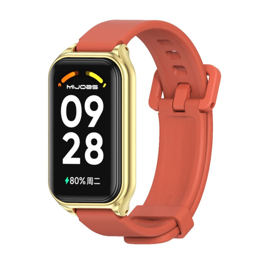 For Xiaomi Smart Band 8 Active / Redmi Band 2 Mijobs Metal Shell Silicone Watch Band(Orange Gold) - Watch Bands by MIJOBS | Online Shopping UK | buy2fix