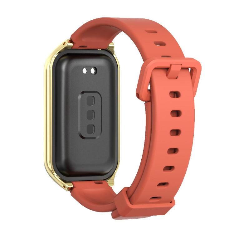For Xiaomi Smart Band 8 Active / Redmi Band 2 Mijobs Metal Shell Silicone Watch Band(Orange Gold) - Watch Bands by MIJOBS | Online Shopping UK | buy2fix