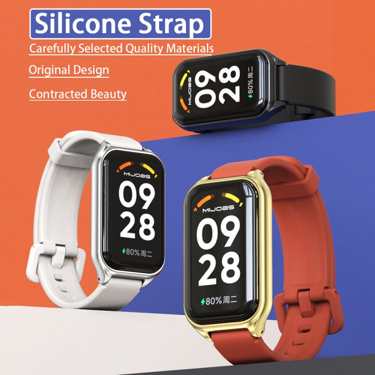 For Xiaomi Smart Band 8 Active / Redmi Band 2 Mijobs Metal Shell Silicone Watch Band(Black) - Watch Bands by MIJOBS | Online Shopping UK | buy2fix