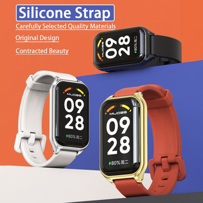 For Xiaomi Smart Band 8 Active / Redmi Band 2 Mijobs Metal Shell Silicone Watch Band(Black) - Watch Bands by MIJOBS | Online Shopping UK | buy2fix