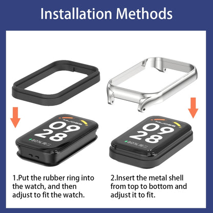 For Xiaomi Smart Band 8 Active / Redmi Band 2 Mijobs Metal Shell Silicone Watch Band(Black) - Watch Bands by MIJOBS | Online Shopping UK | buy2fix