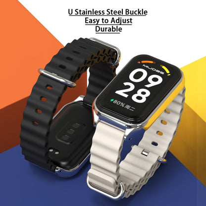 For Xiaomi Smart Band 8 Active / Redmi Band 2 Mijobs Metal Shell Ocean Silicone Watch Band(Pink Rose Gold) - Watch Bands by MIJOBS | Online Shopping UK | buy2fix