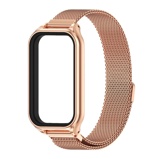 For Xiaomi Smart Band 8 Active / Redmi Band 2 Mijobs Metal Shell + Milan Magnetic Metal Watch Band(Rose Gold) - Watch Bands by MIJOBS | Online Shopping UK | buy2fix