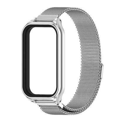 For Xiaomi Smart Band 8 Active / Redmi Band 2 Mijobs Metal Shell + Milan Magnetic Metal Watch Band(Silver) - Watch Bands by MIJOBS | Online Shopping UK | buy2fix