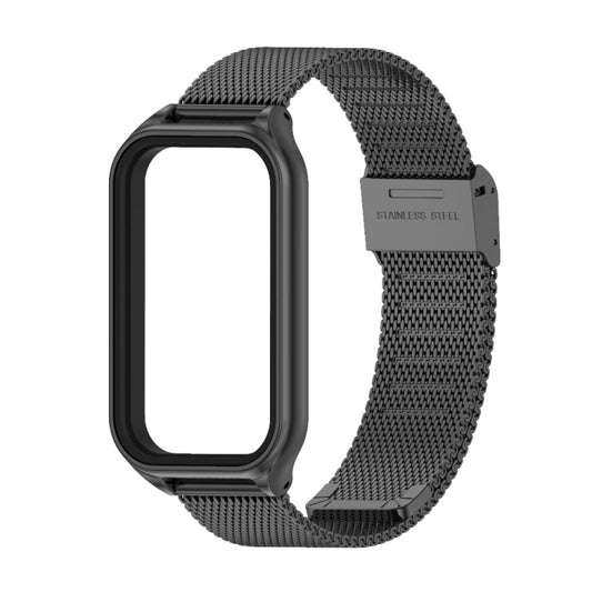 For Xiaomi Smart Band 8 Active / Redmi Band 2 Mijobs Metal Shell + Milan Buckle Metal Watch Band(Black) - Watch Bands by MIJOBS | Online Shopping UK | buy2fix