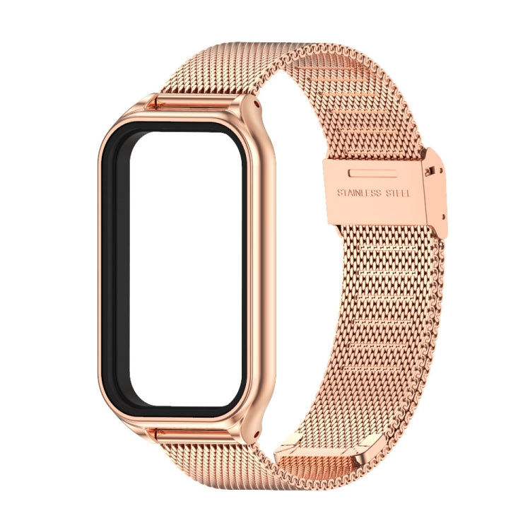 For Xiaomi Smart Band 8 Active / Redmi Band 2 Mijobs Metal Shell + Milan Buckle Metal Watch Band(Rose Gold) - Watch Bands by MIJOBS | Online Shopping UK | buy2fix