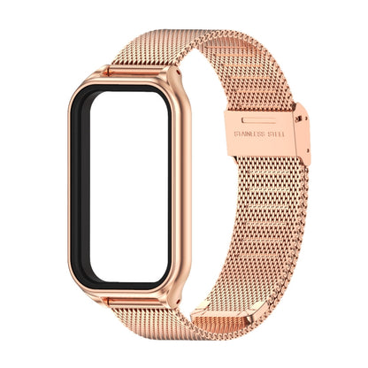 For Xiaomi Smart Band 8 Active / Redmi Band 2 Mijobs Metal Shell + Milan Buckle Metal Watch Band(Rose Gold) - Watch Bands by MIJOBS | Online Shopping UK | buy2fix