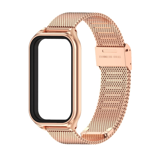 For Xiaomi Smart Band 8 Active / Redmi Band 2 Mijobs Metal Shell + Milan Buckle Metal Watch Band(Rose Gold) - Watch Bands by MIJOBS | Online Shopping UK | buy2fix