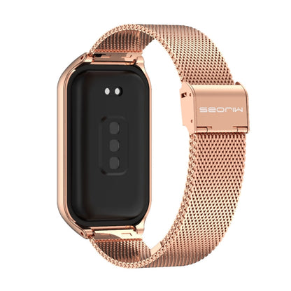 For Xiaomi Smart Band 8 Active / Redmi Band 2 Mijobs Metal Shell + Milan Buckle Metal Watch Band(Rose Gold) - Watch Bands by MIJOBS | Online Shopping UK | buy2fix