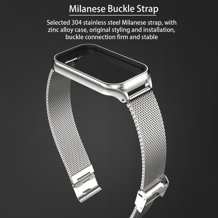 For Xiaomi Smart Band 8 Active / Redmi Band 2 Mijobs Metal Shell + Milan Buckle Metal Watch Band(Silver) - Watch Bands by MIJOBS | Online Shopping UK | buy2fix