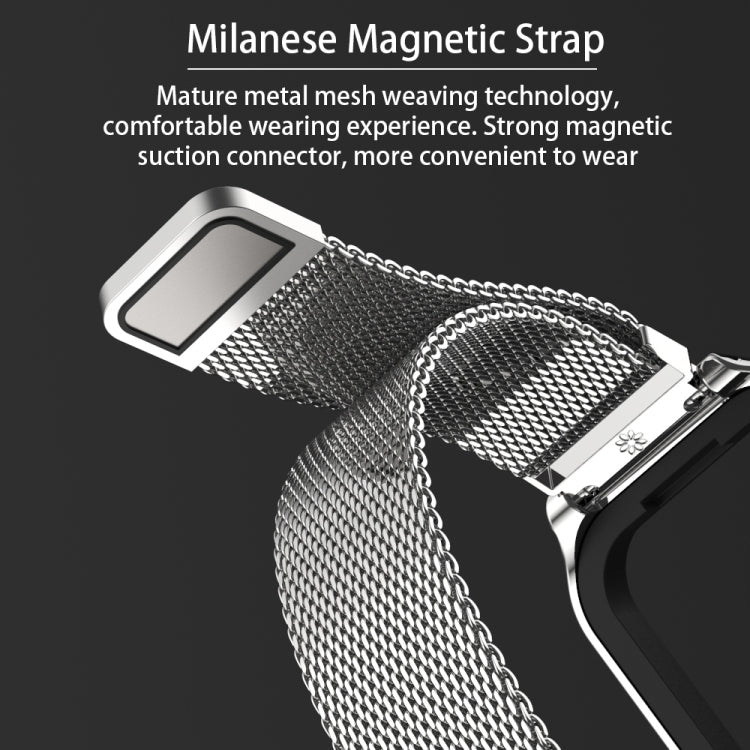 For Xiaomi Smart Band 8 Active / Redmi Band 2 Mijobs Metal Shell + Milan Buckle Metal Watch Band(Silver) - Watch Bands by MIJOBS | Online Shopping UK | buy2fix