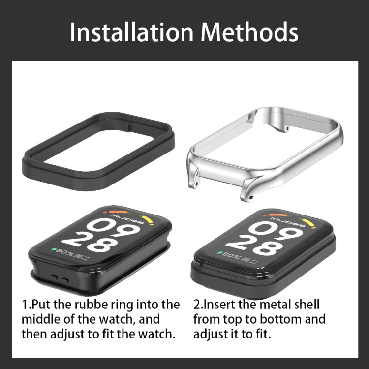 For Xiaomi Smart Band 8 Active / Redmi Band 2 Mijobs Metal Shell + Milan Buckle Metal Watch Band(Silver) - Watch Bands by MIJOBS | Online Shopping UK | buy2fix
