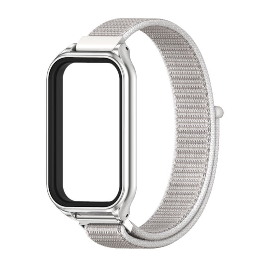 For Xiaomi Smart Band 8 Active / Redmi Band 2 Mijobs Metal Shell Breathable Nylon Loop Watch Band(Sea Shell Silver) - Watch Bands by MIJOBS | Online Shopping UK | buy2fix