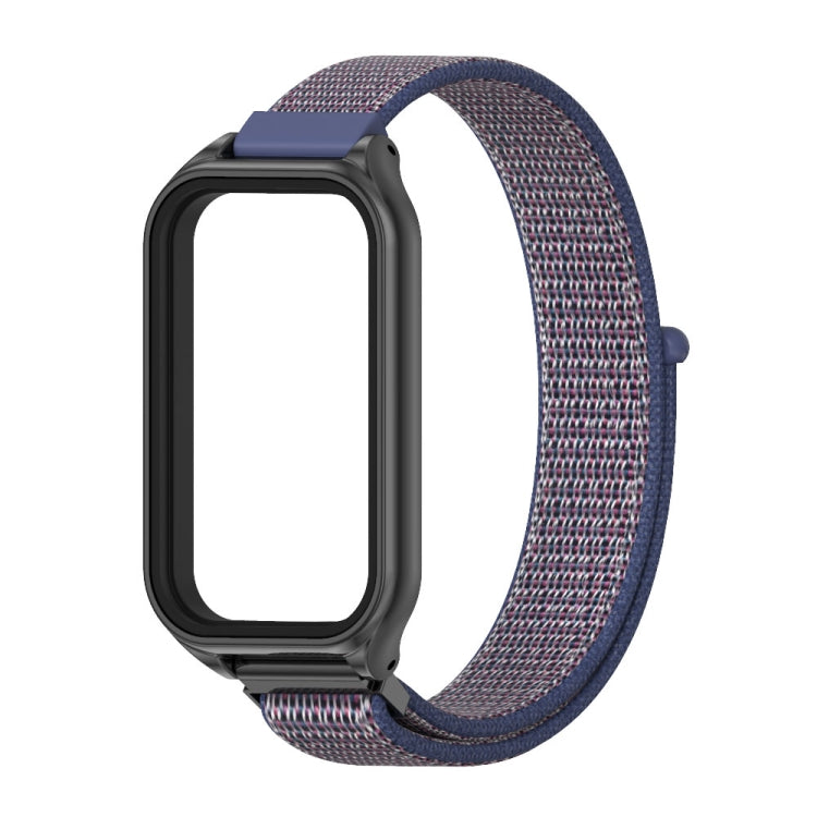 For Xiaomi Smart Band 8 Active / Redmi Band 2 Mijobs Metal Shell Breathable Nylon Loop Watch Band(Midnight Blue Black) - Watch Bands by MIJOBS | Online Shopping UK | buy2fix