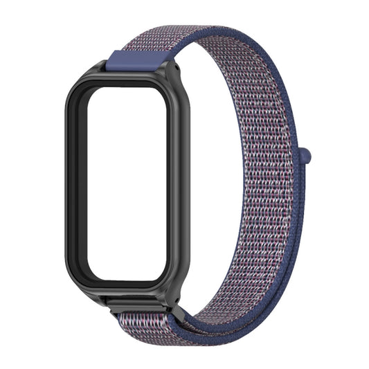 For Xiaomi Smart Band 8 Active / Redmi Band 2 Mijobs Metal Shell Breathable Nylon Loop Watch Band(Midnight Blue Black) - Watch Bands by MIJOBS | Online Shopping UK | buy2fix