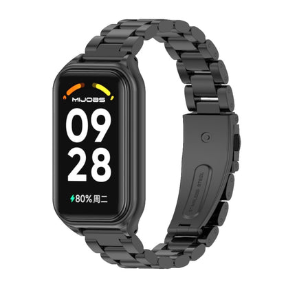 For Xiaomi Smart Band 8 Active / Redmi Band 2 Mijobs Metal Shell + Three-Bead Stainless Steel Watch Band(Black) - Watch Bands by MIJOBS | Online Shopping UK | buy2fix