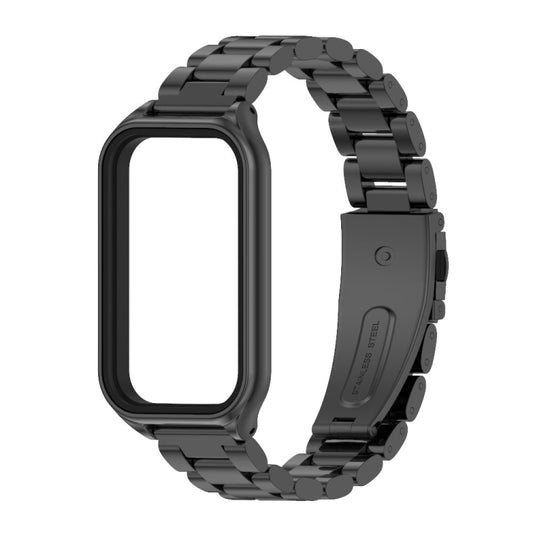 For Xiaomi Smart Band 8 Active / Redmi Band 2 Mijobs Metal Shell + Three-Bead Stainless Steel Watch Band(Black) - Watch Bands by MIJOBS | Online Shopping UK | buy2fix