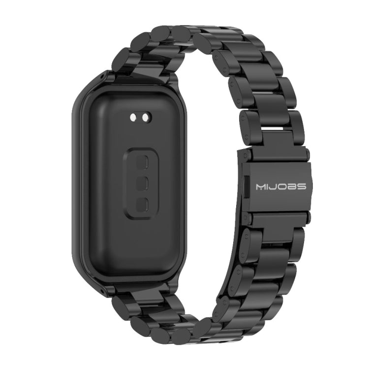 For Xiaomi Smart Band 8 Active / Redmi Band 2 Mijobs Metal Shell + Three-Bead Stainless Steel Watch Band(Black) - Watch Bands by MIJOBS | Online Shopping UK | buy2fix