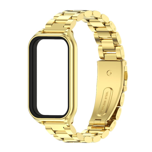 For Xiaomi Smart Band 8 Active / Redmi Band 2 Mijobs Metal Shell + Three-Bead Stainless Steel Watch Band(Gold) - Watch Bands by MIJOBS | Online Shopping UK | buy2fix