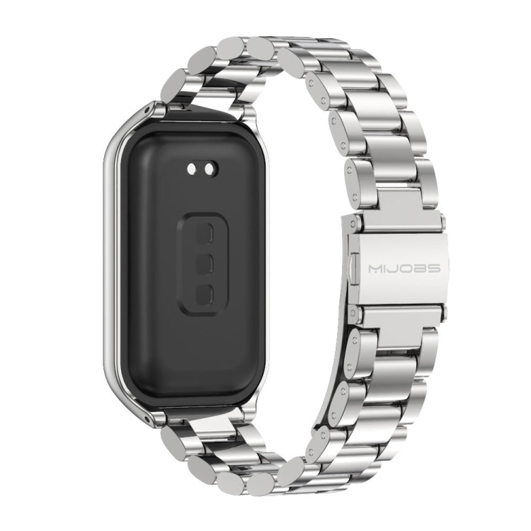 For Xiaomi Smart Band 8 Active / Redmi Band 2 Mijobs Metal Shell + Three-Bead Stainless Steel Watch Band(Silver) - Watch Bands by MIJOBS | Online Shopping UK | buy2fix