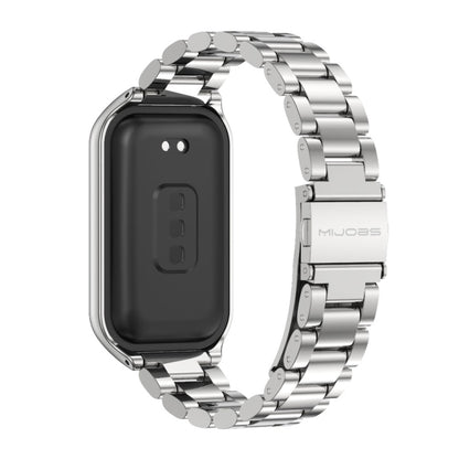 For Xiaomi Smart Band 8 Active / Redmi Band 2 Mijobs Metal Shell + Three-Bead Stainless Steel Watch Band(Silver) - Watch Bands by MIJOBS | Online Shopping UK | buy2fix