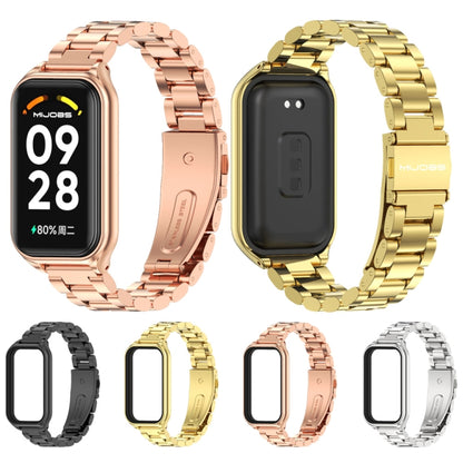 For Xiaomi Smart Band 8 Active / Redmi Band 2 Mijobs Metal Shell + Three-Bead Stainless Steel Watch Band(Silver) - Watch Bands by MIJOBS | Online Shopping UK | buy2fix