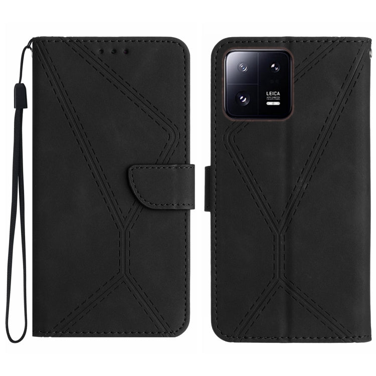 For Xiaomi 13 Stitching Embossed Leather Phone Case(Black) - Xiaomi Cases by buy2fix | Online Shopping UK | buy2fix