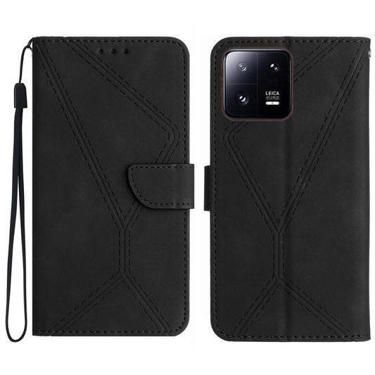 For Xiaomi 13 Stitching Embossed Leather Phone Case(Black) - Xiaomi Cases by buy2fix | Online Shopping UK | buy2fix
