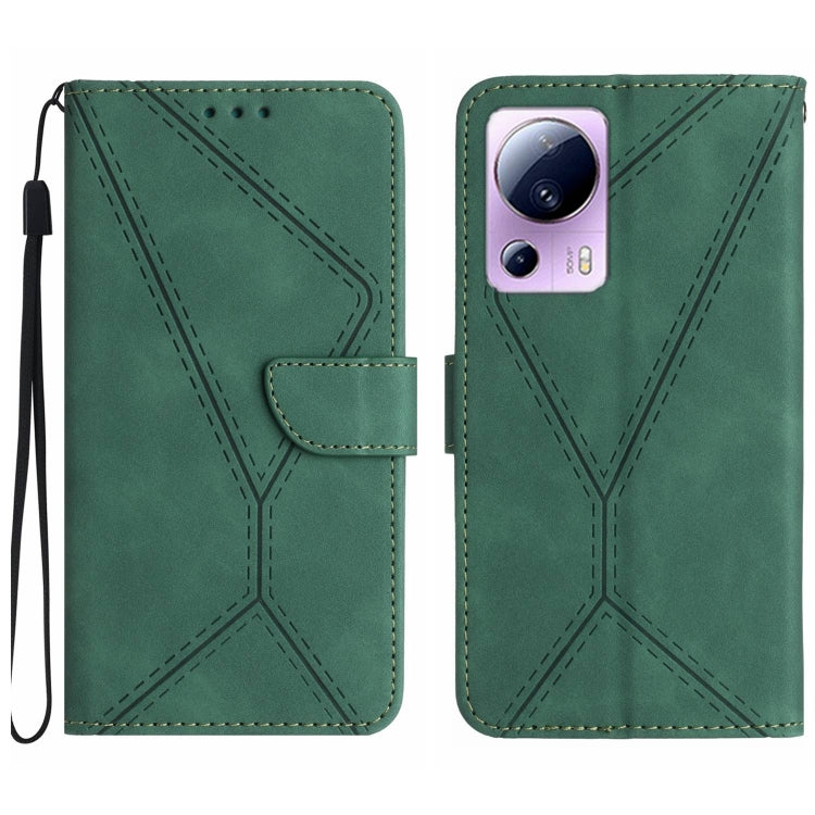 For Xiaomi 13 Lite Stitching Embossed Leather Phone Case(Green) - Xiaomi Cases by buy2fix | Online Shopping UK | buy2fix