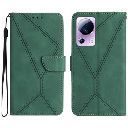 For Xiaomi 13 Lite Stitching Embossed Leather Phone Case(Green) - Xiaomi Cases by buy2fix | Online Shopping UK | buy2fix