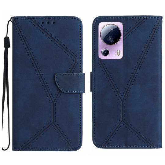 For Xiaomi 13 Lite Stitching Embossed Leather Phone Case(Blue)