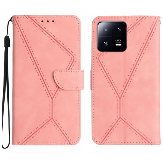 For Xiaomi 13 Pro Stitching Embossed Leather Phone Case(Pink)