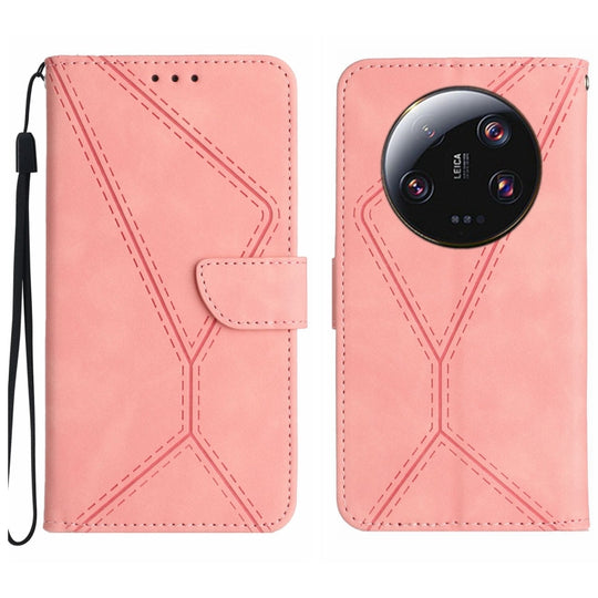 Pour Xiaomi 13 Étui de téléphone en cuir gaufré à coutures ultra (rose)